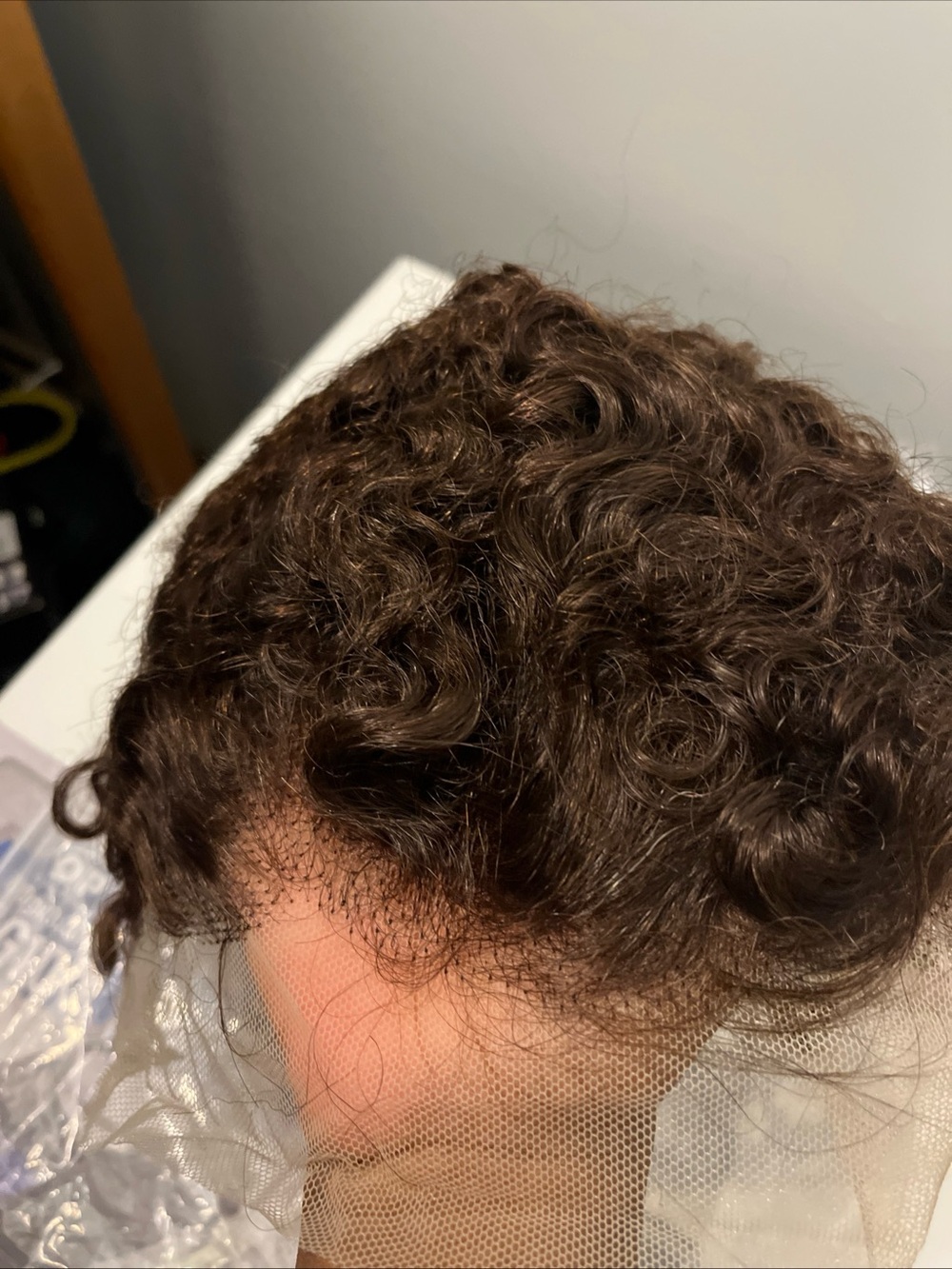 Lace Front Curly Human Hair Wig - Dark Brown